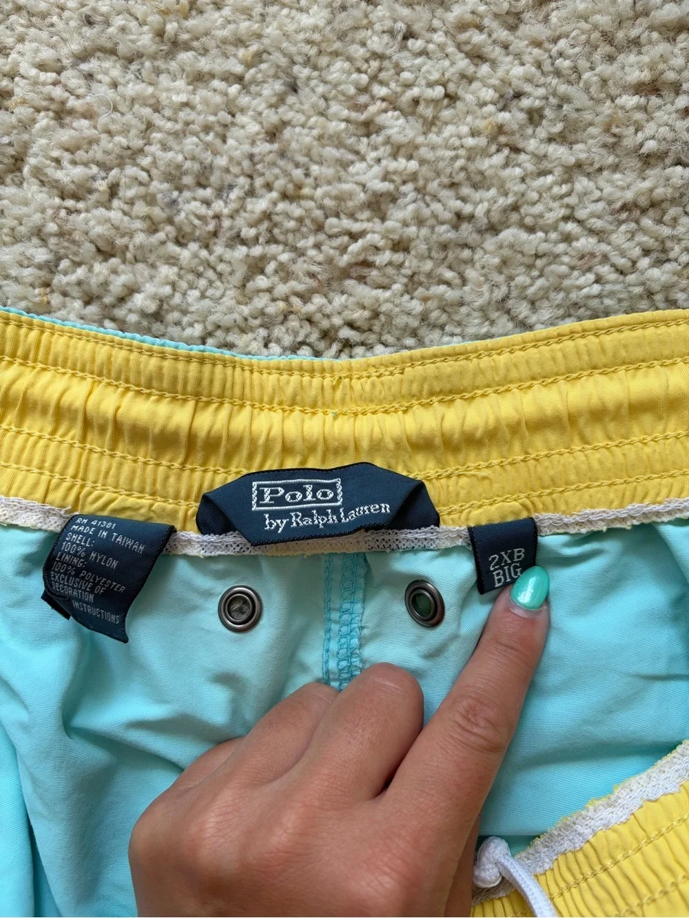 Polo Light Blue and Yellow Swim Trunks